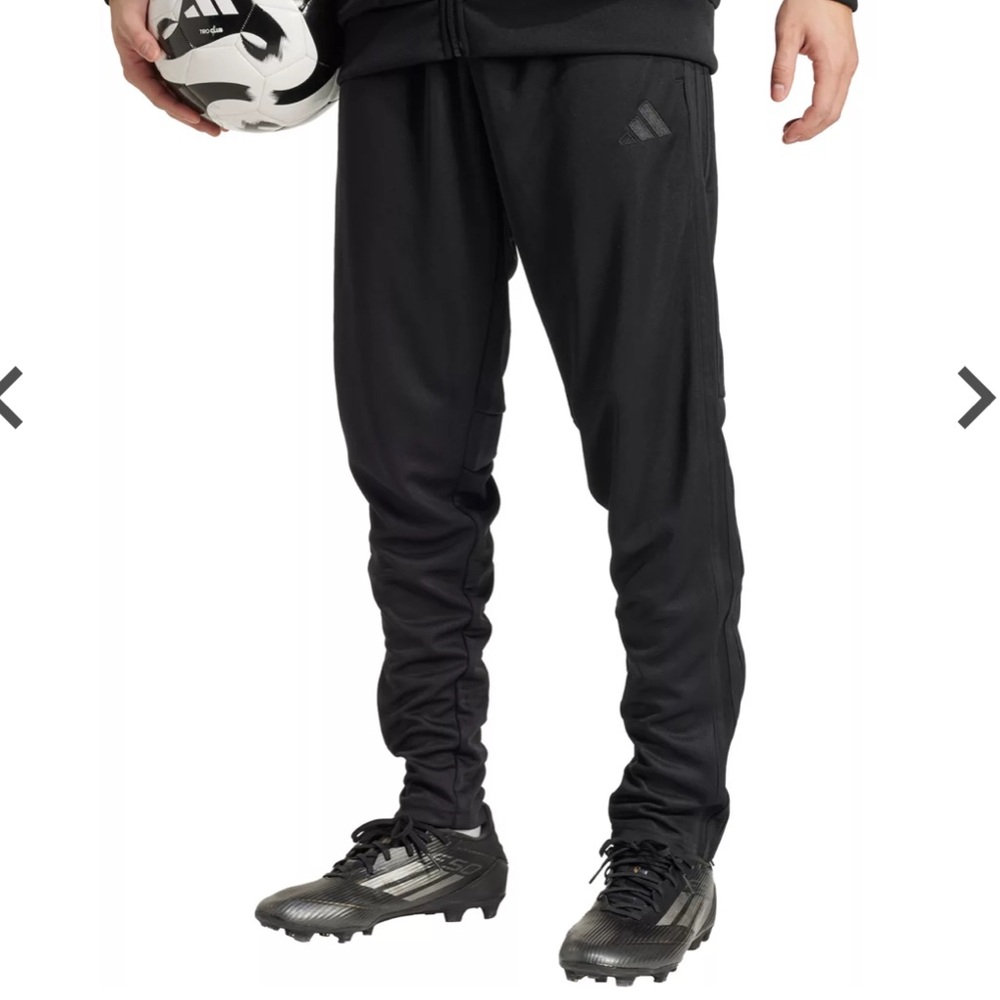 Adidas Men's Black Joggers with Gray Stripes